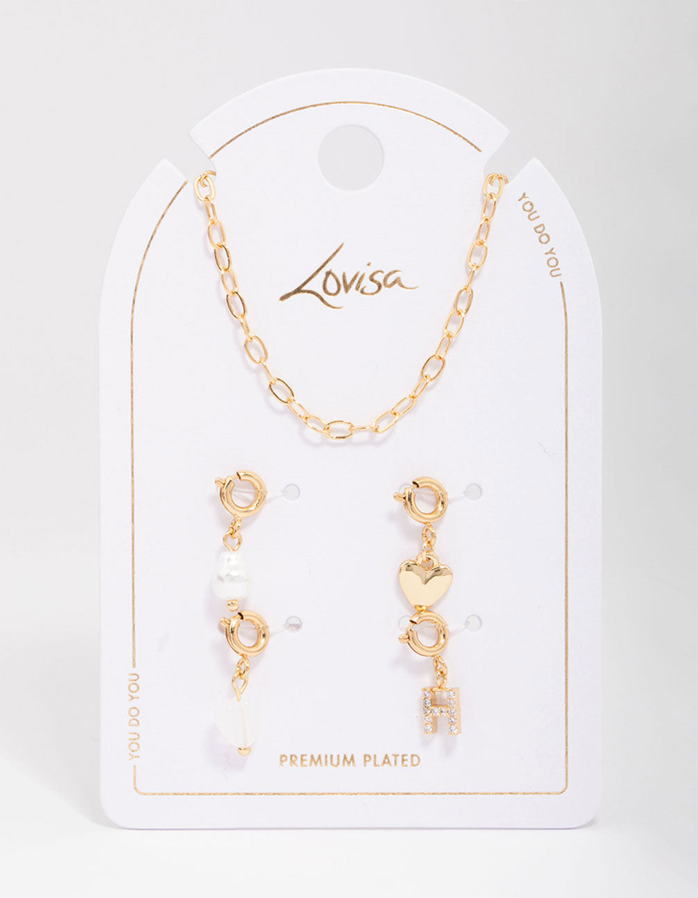 Letter 'H' Gold Plated Initial Customisable Charm Necklace