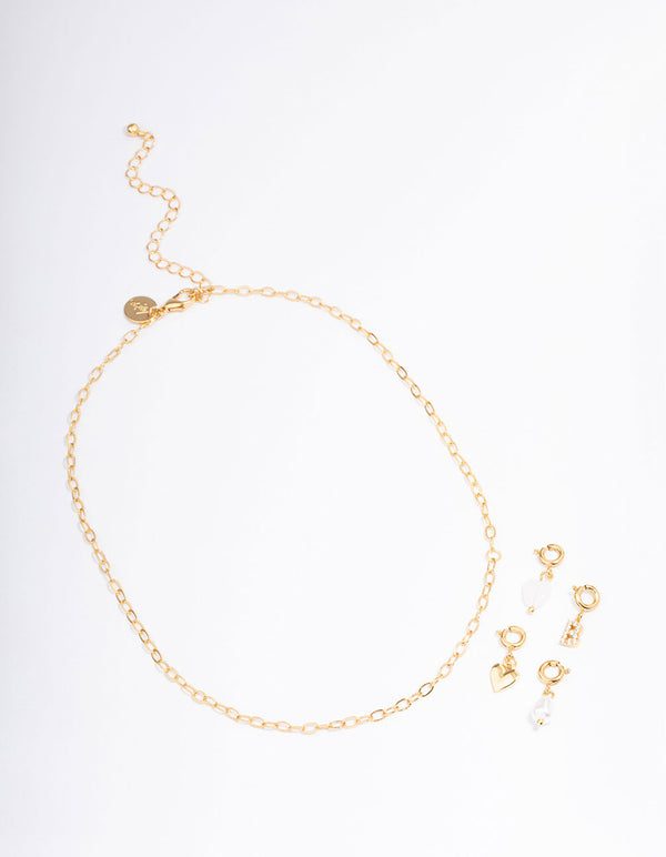 Letter 'B' Gold Plated Initial Customisable Charm Necklace