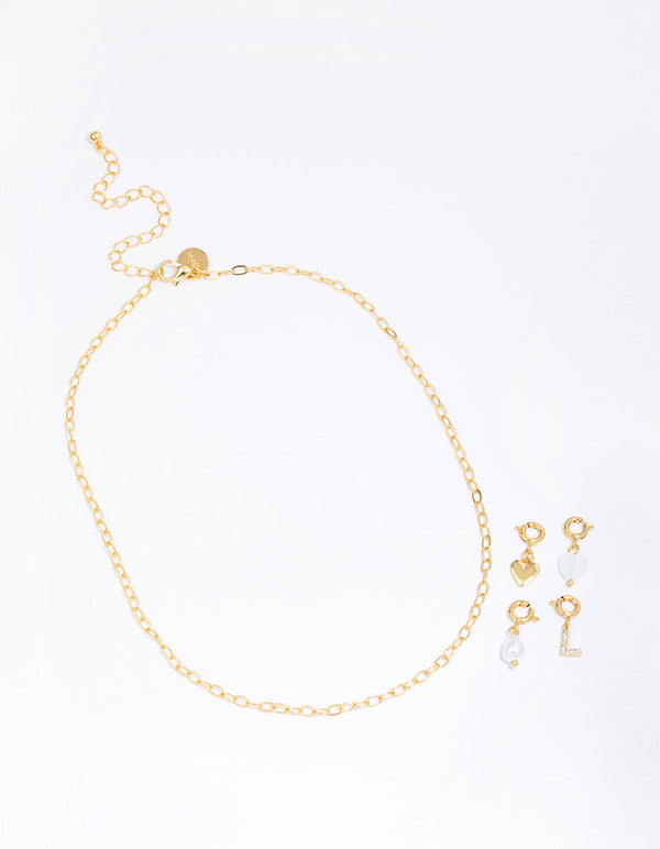 Letter 'L' Gold Plated Initial Customisable Charm Necklace