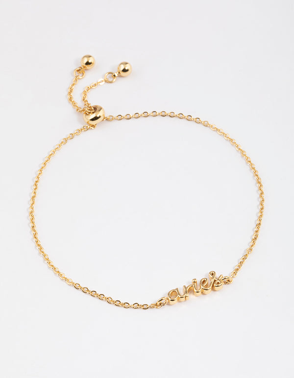 Gold Plated Aries Script Bracelet