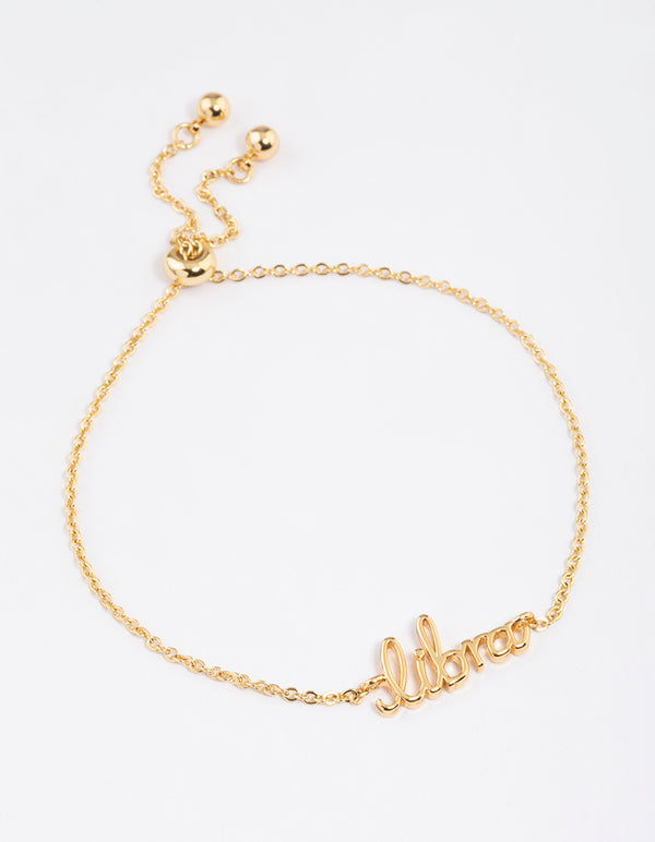 Gold Plated Libra Script Bracelet