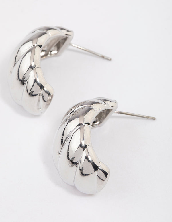 Silver Croissant Mini Hoop Earrings