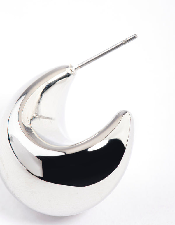 Silver Smooth Round Mini Hoop Earrings