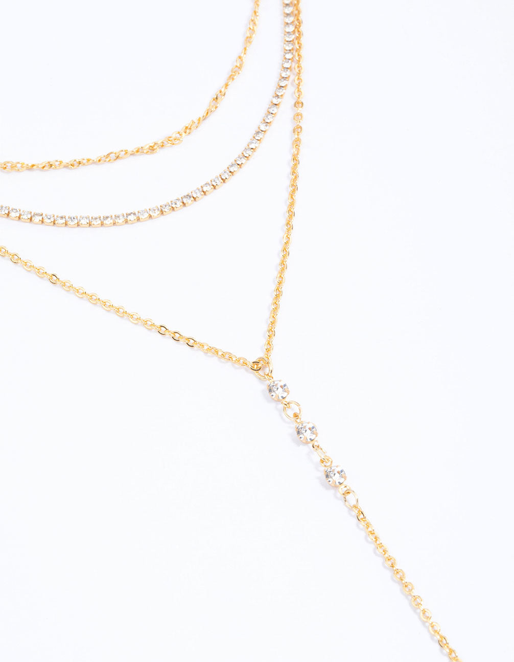 Gold Plated Cup Chain Layered Y-Shape Necklace