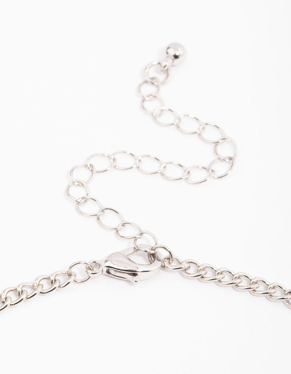 Silver Cubic Zirconia Floral Teardrop Y-Shape Necklace