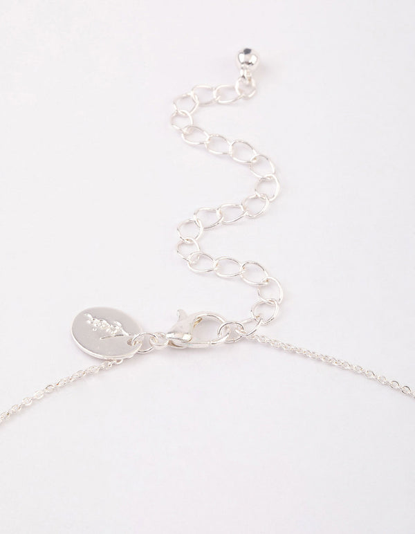 Silver Double Row Pearl Chain Necklace & Polishing Set