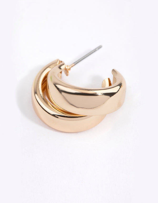 Gold Multi Double Hoop Drop Earrings