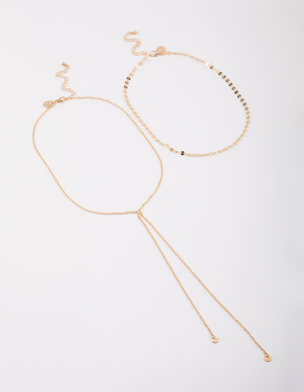 Gold Disc Link Layered Necklace
