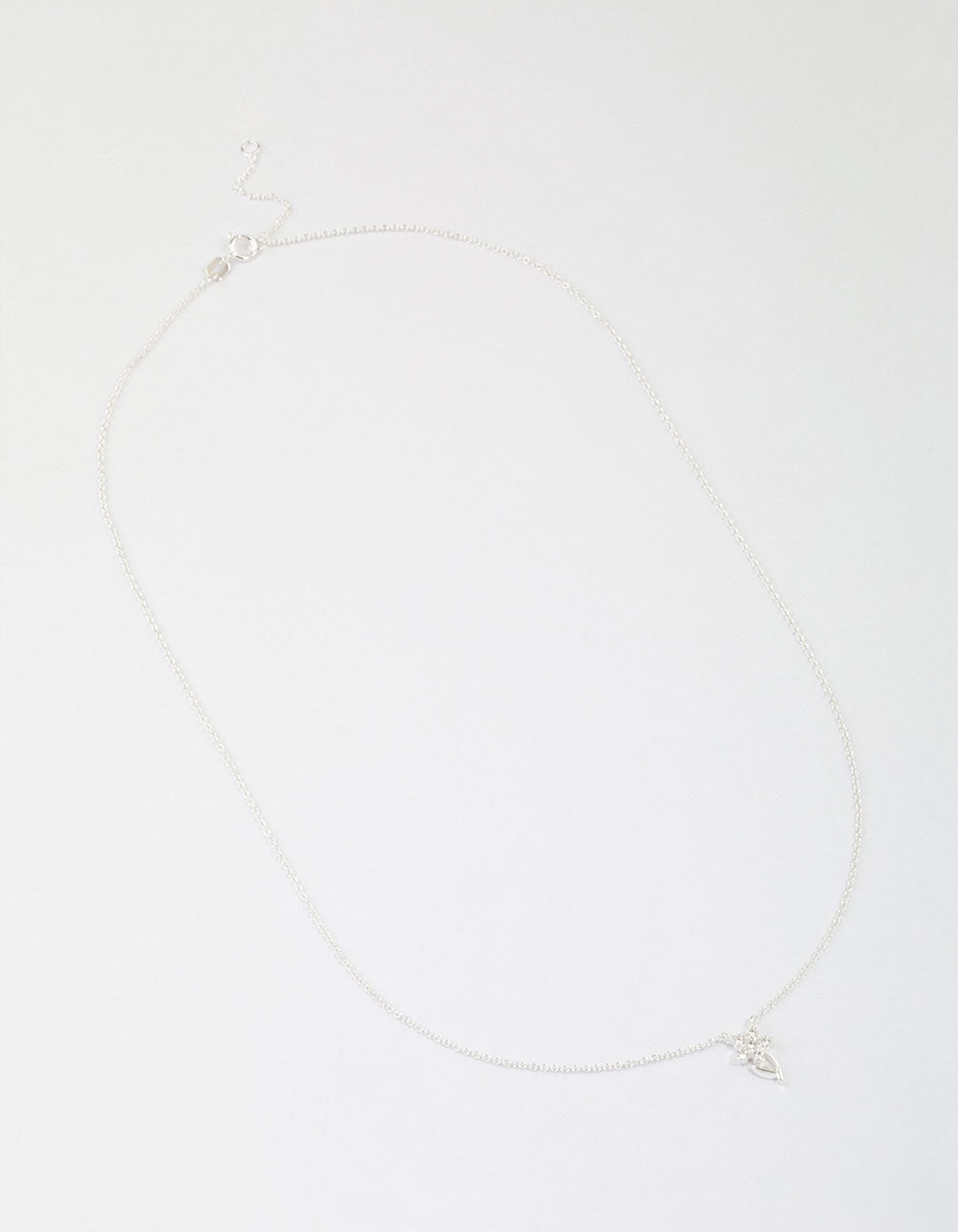 Sterling Silver Cubic Zirconia Stem Necklace
