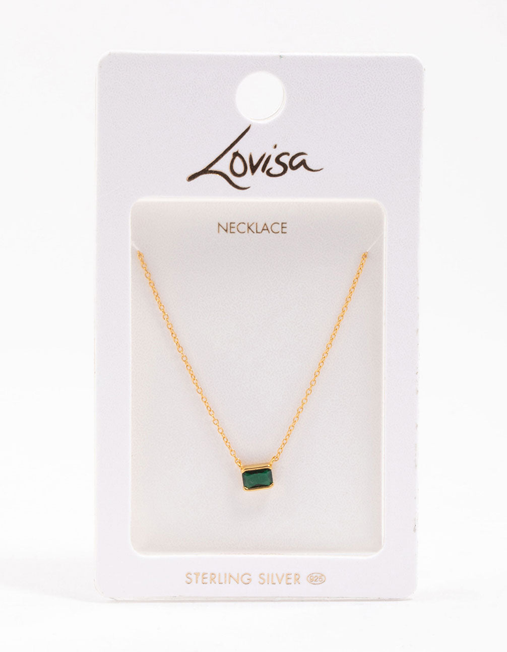 Gold Plated Sterling Silver Horizon Emerald Cut Necklace