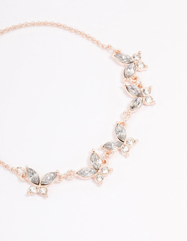 Rose Gold Diamante Butterfly Toggle Bracelet