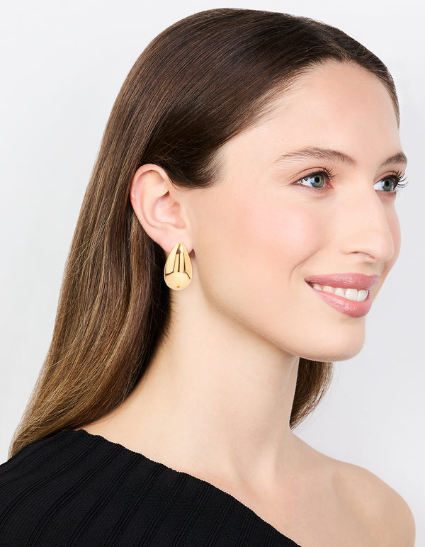 Waterproof Gold Plated Stainless Steel Large Teardrop Earrings