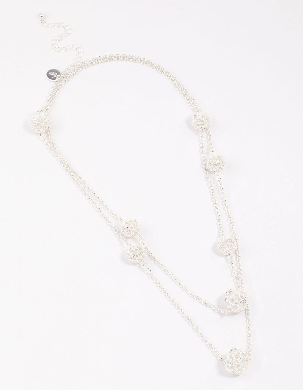 Silver Decorative Diamante Long Necklace