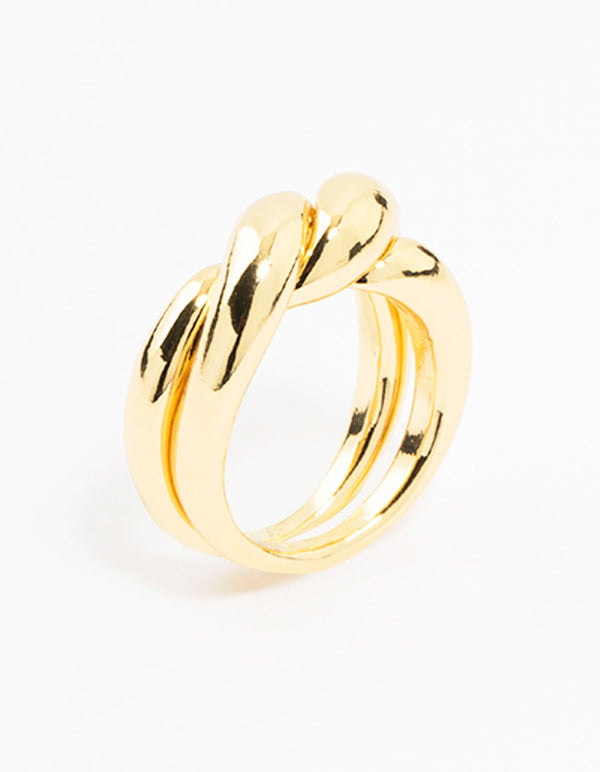 Gold Plated Twisted Metal Band Ring