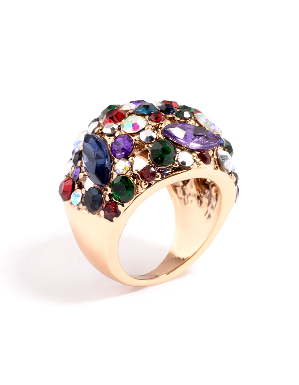 Gold Cluster Diamante Dome Ring