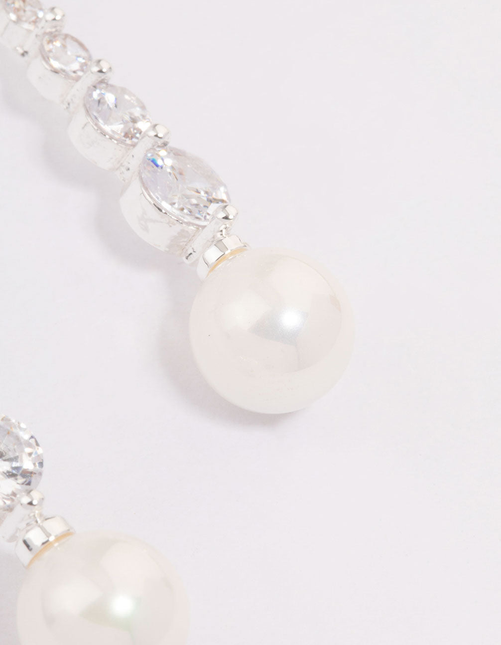 Silver Cubic Zirconia Pearl Drop Earrings