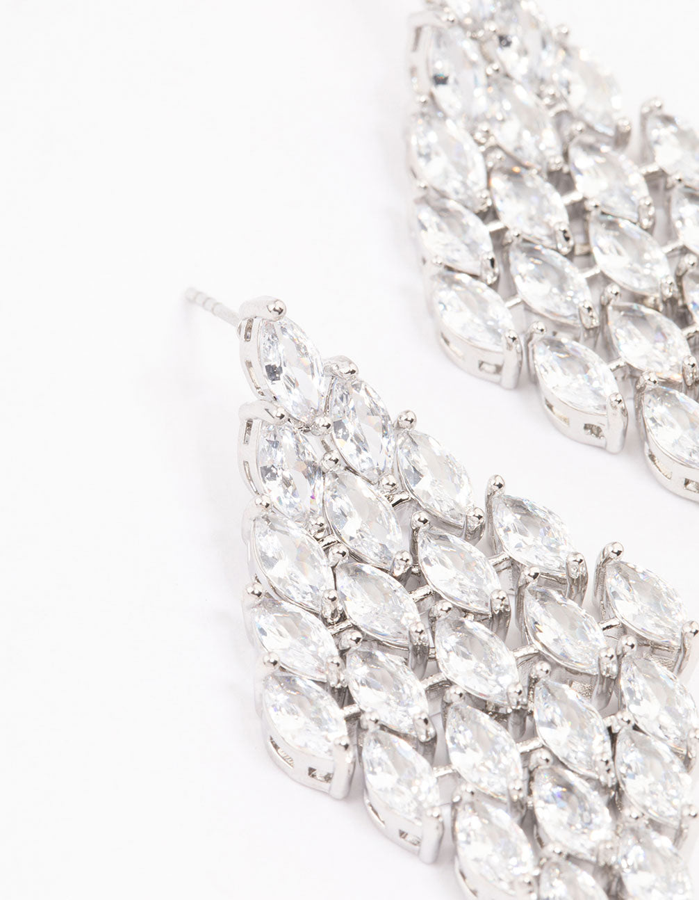 Silver Cubic Zirconia Teardrop Stone Drop Earrings