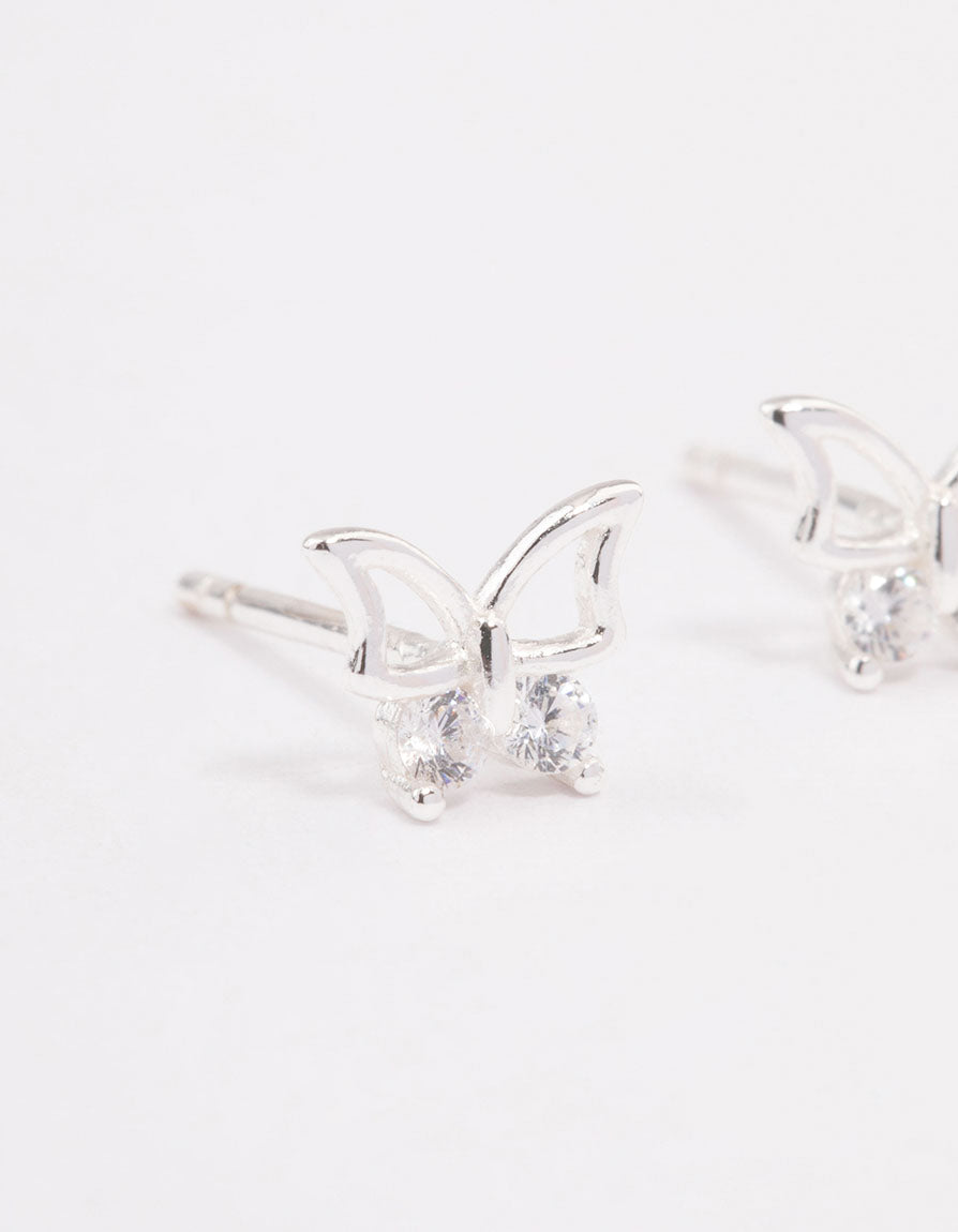 Sterling Silver Diamante Stud Earrings