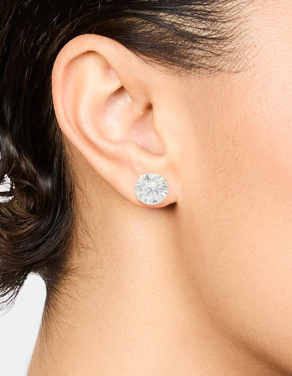 Sterling Silver Cubic Zirconia Triple Stud Earrings