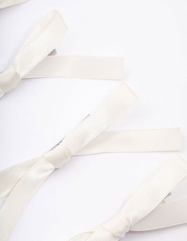 Cream Simple Hair Bows 4-Pack