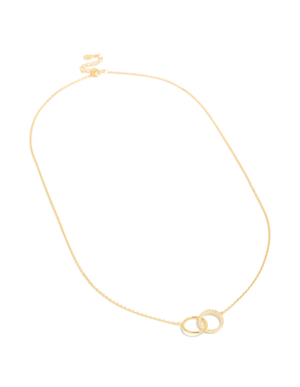 Gold Plated Sterling Silver Paved Link Hoop Necklace