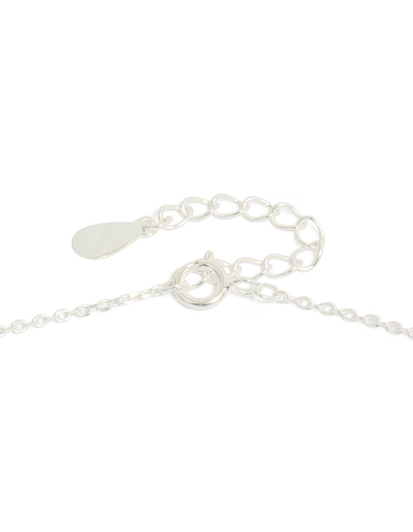 Sterling Silver Pave Link Hoop Pendant Necklace