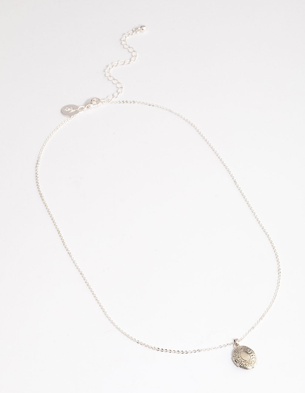 Antique Silver Etched Locket Pendant Necklace