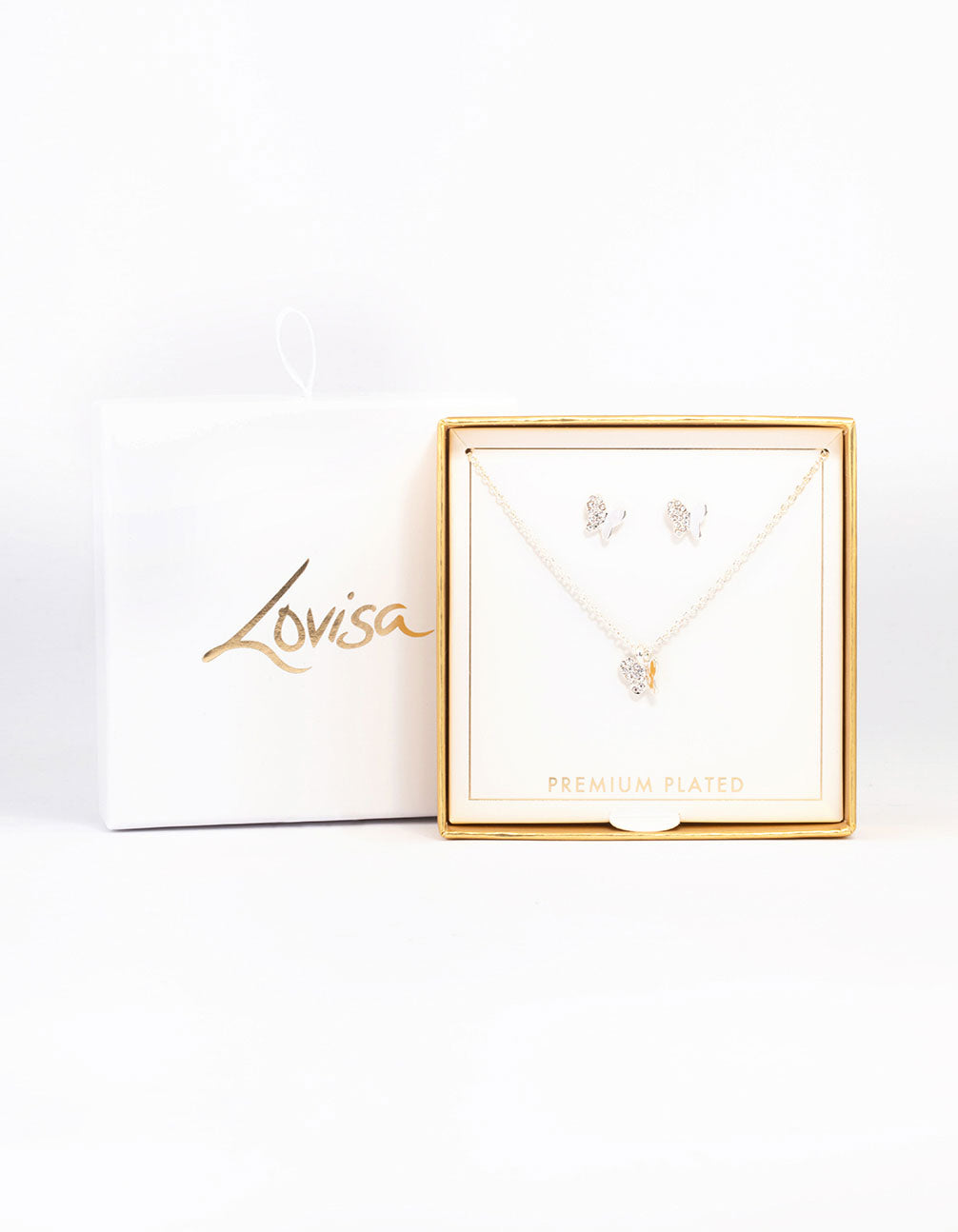 Silver Diamante Butterfly Jewellery Set