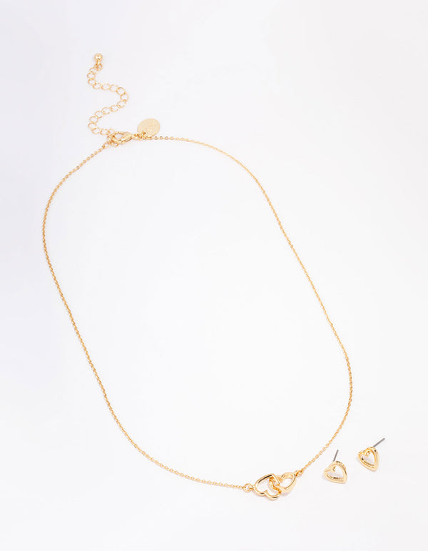 Gold Linked Heart Jewellery Set