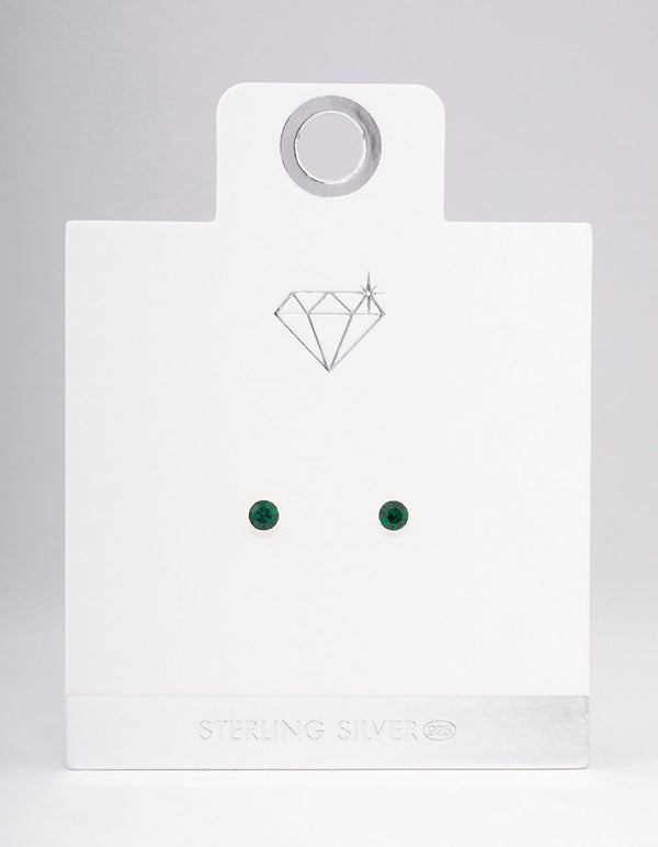 Sterling Silver Diamante Stud Earrings 4mm