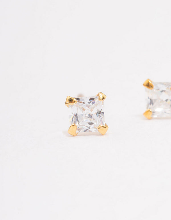 Gold Plated Sterling Silver Baby Pear Cubic Zirconia Stud Earrings