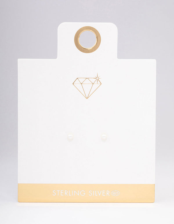 Gold Plated Sterling Silver Pearl Stud Earrings 3mm