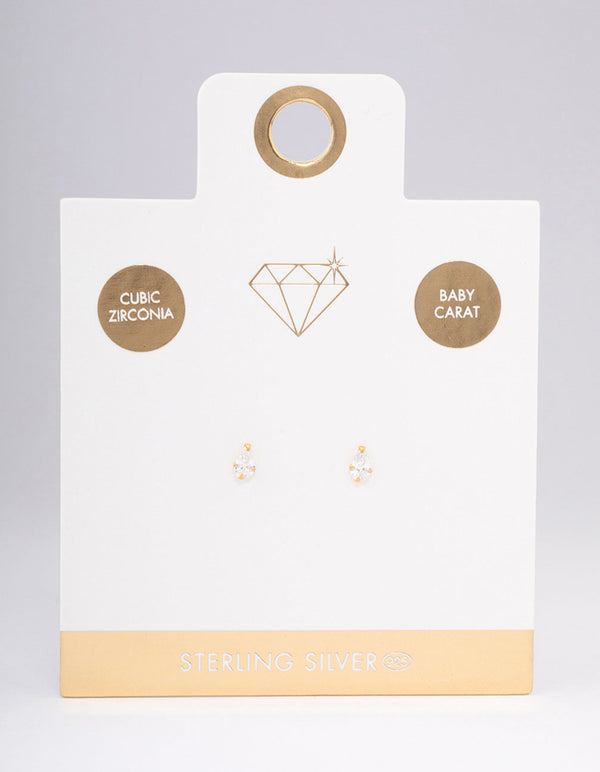 Gold Plated Sterling Silver Baby Pear Stud Earrings