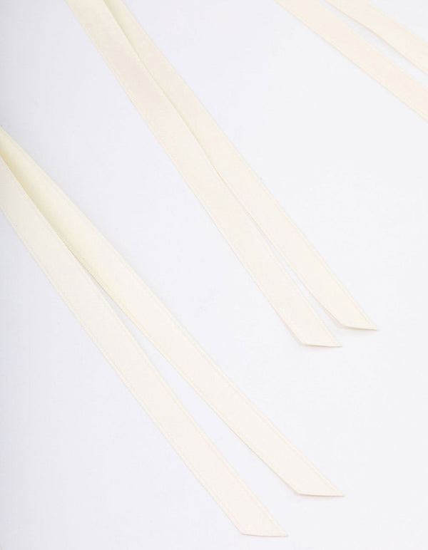 Cream Fabric Wide Skinny Hair Bow Pack