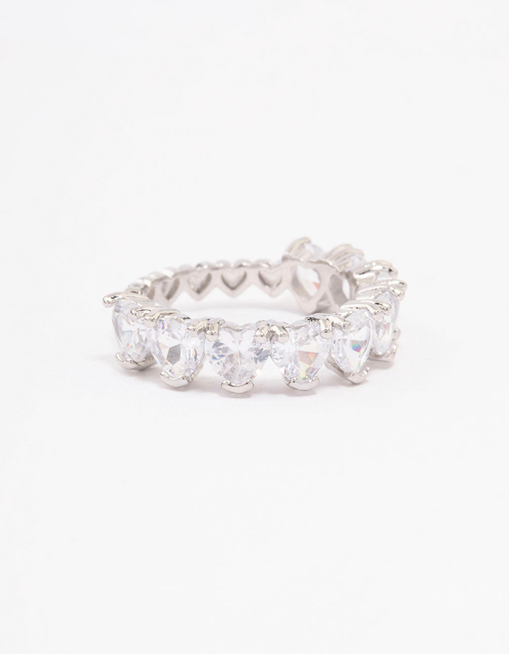 Silver Round Halo Cubic Zirconia Band Ring