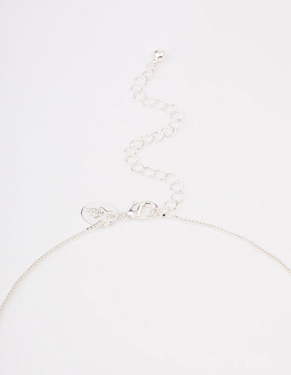 Silver Plated Diamante Cross Necklace & Huggie Earrings Jewellery Set