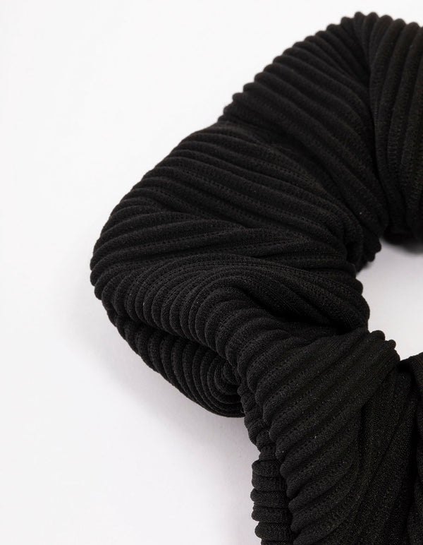 Black Ribbed Hair Scrunchie