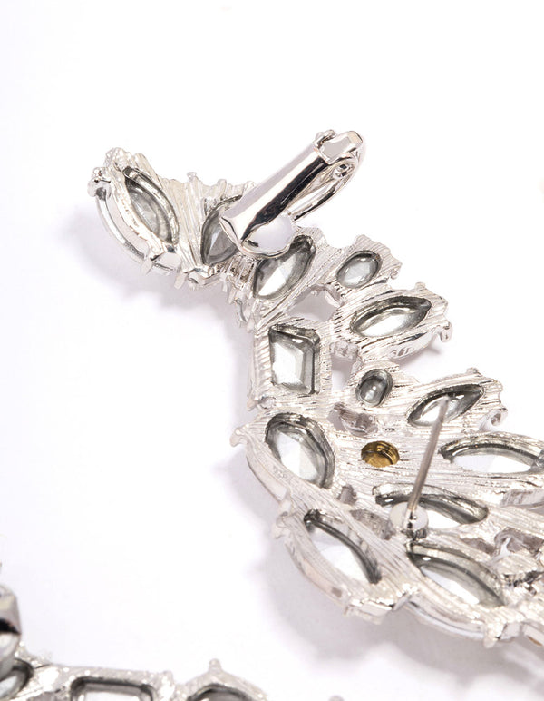 Silver Multi Diamante Cup Chain Ear Cuff