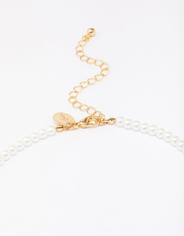 Gold Plated Pearl Letter L Pendant Necklace