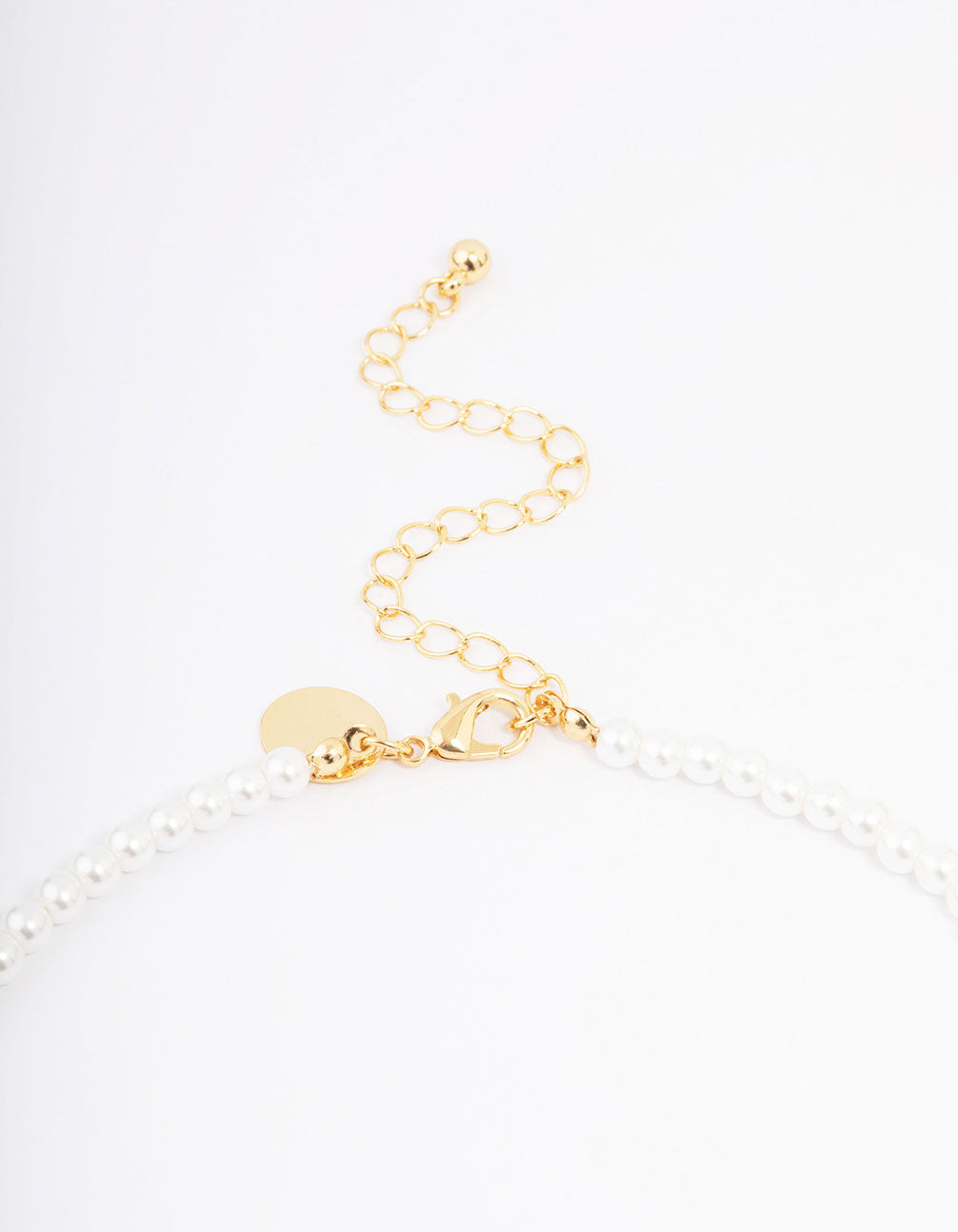 Gold Plated Letter M Initial & Pearl Pendant Necklace
