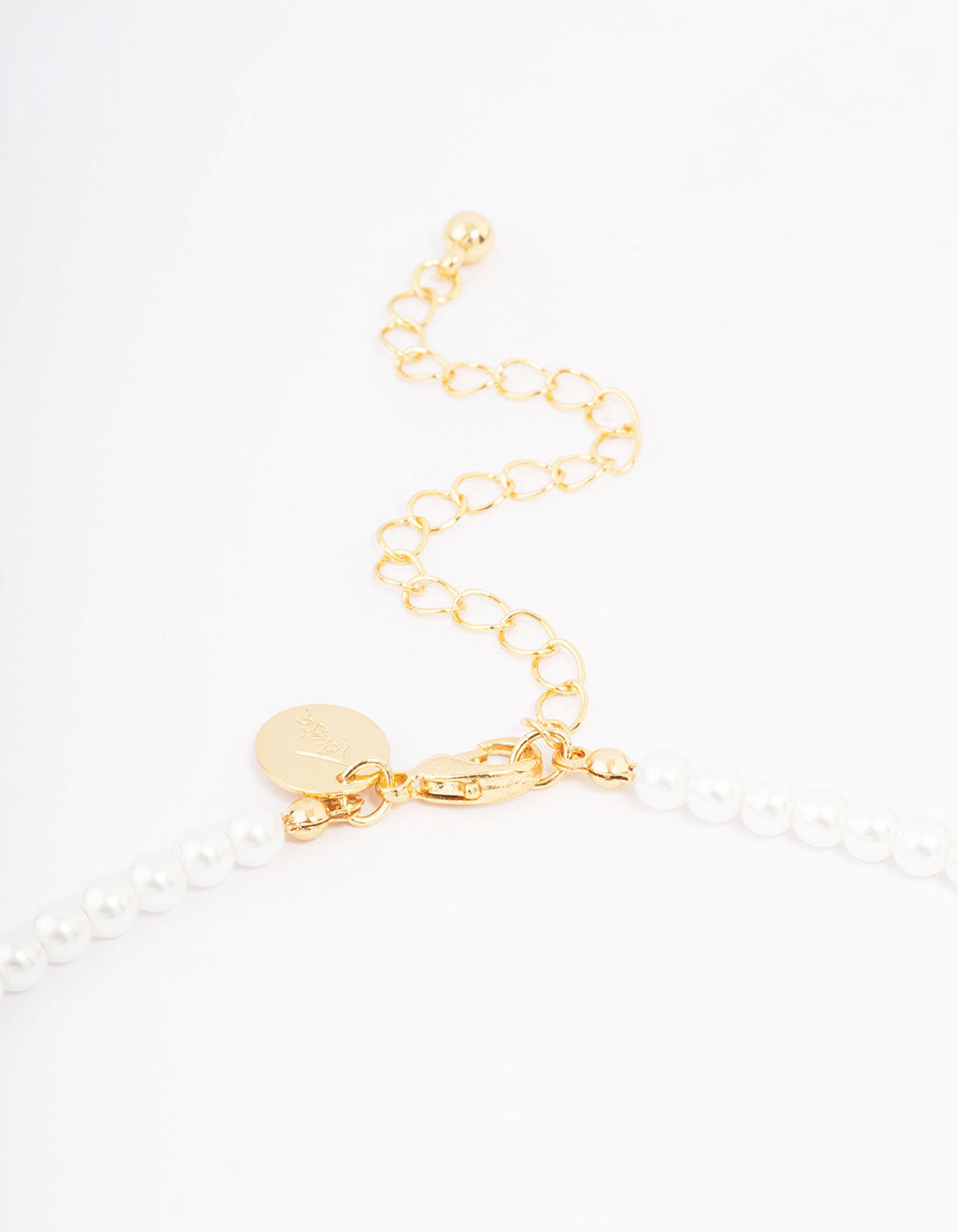 Gold Plated Letter R Initial & Pearl Pendant Necklace