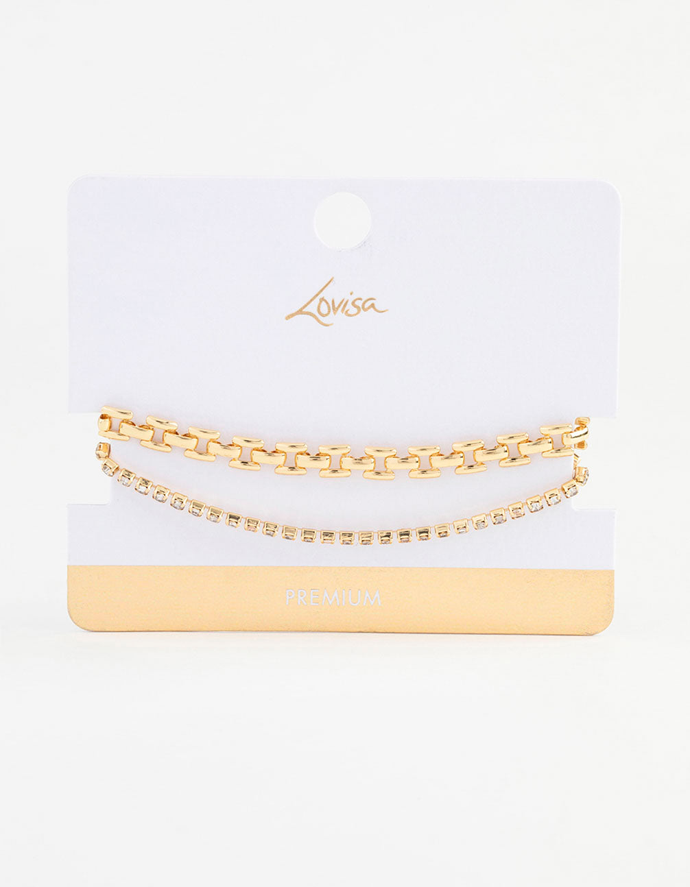 Gold Plated Link Chain & Tennis Bracelet Pack