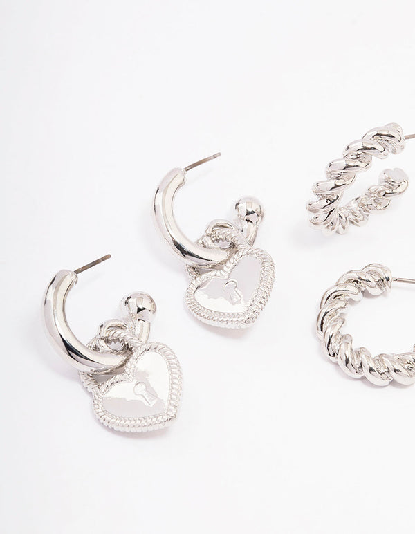 Silver Mixed Hoop Earrings 3-Pack