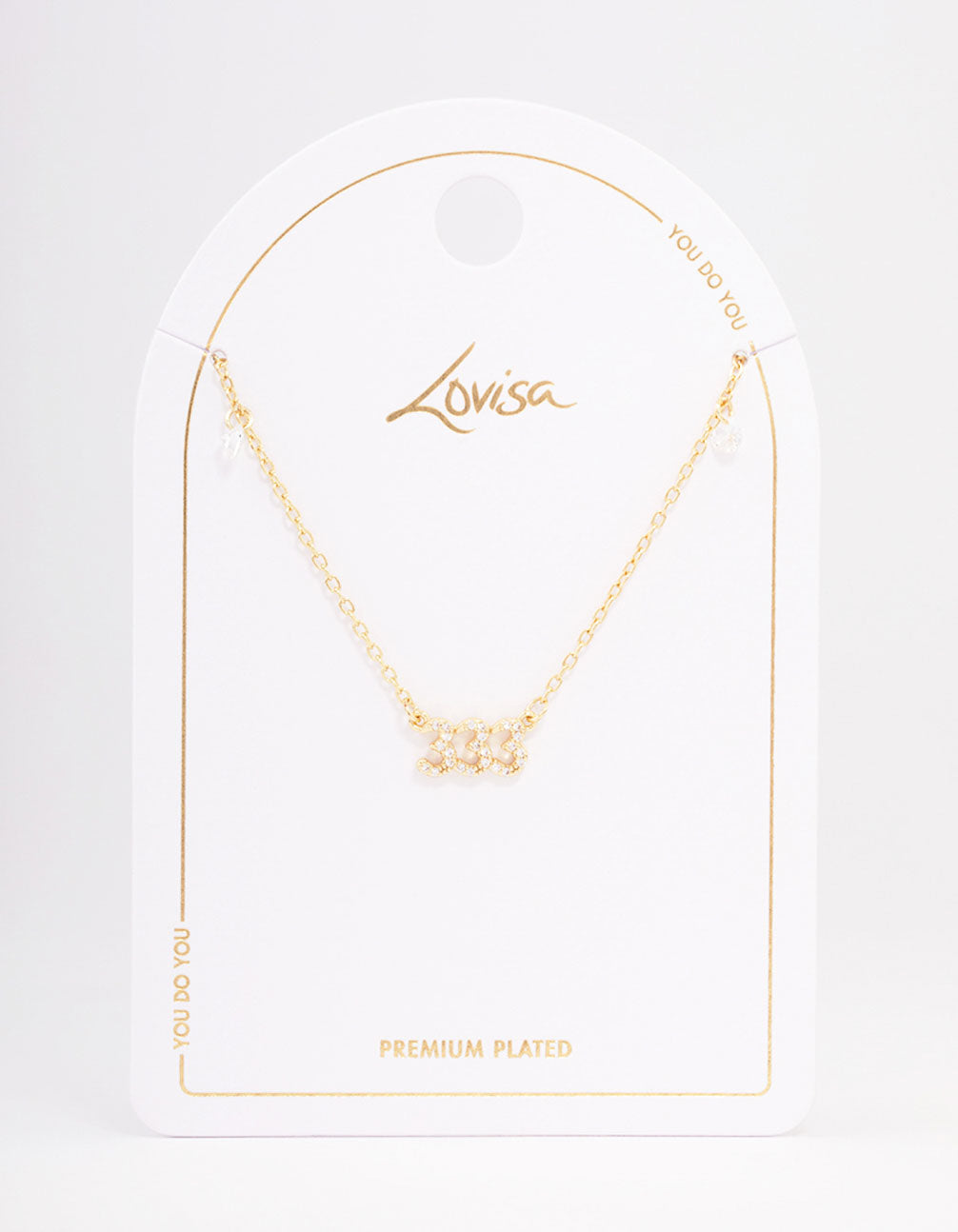 Gold Plated 333 Angel Number Cubic Zirconia Pendant Necklace