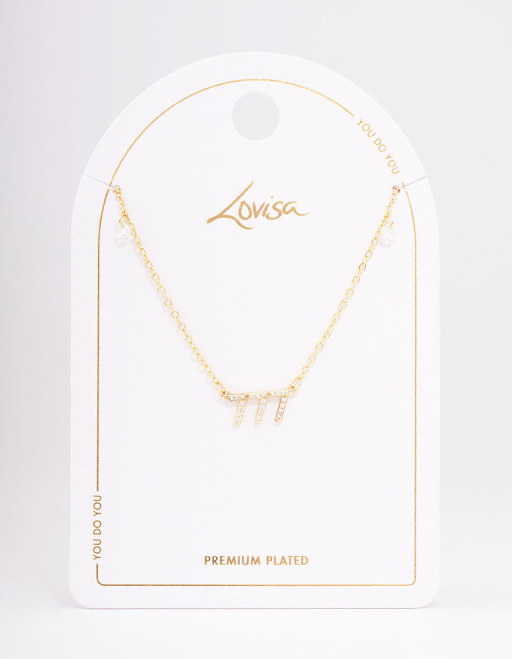 Gold Plated 777 Angel Number Cubic Zirconia Pendant Necklace