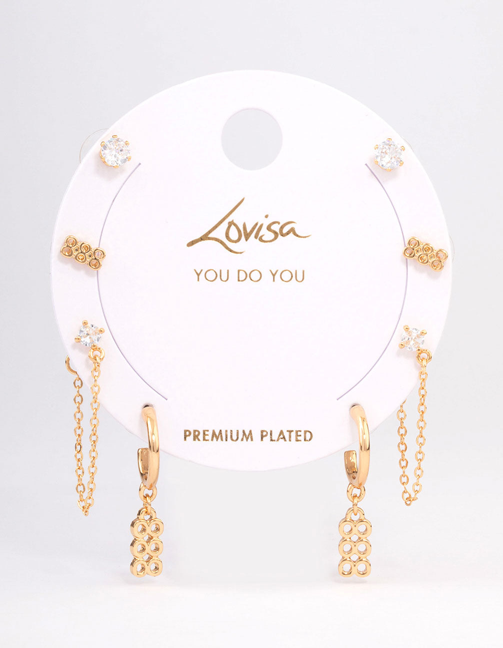 Gold Plated 888 Angel Number Earring Pack