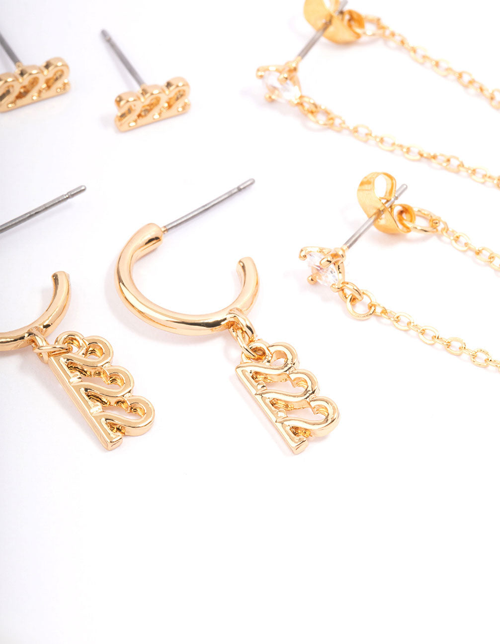 Gold Plated 222 Angel Number Earring Pack