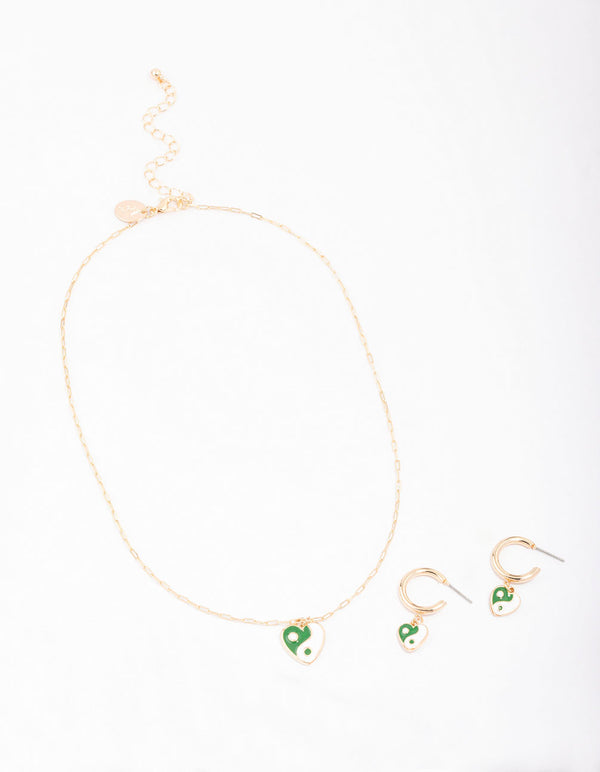 Gold Yin & Yang Heart Jewellery Set