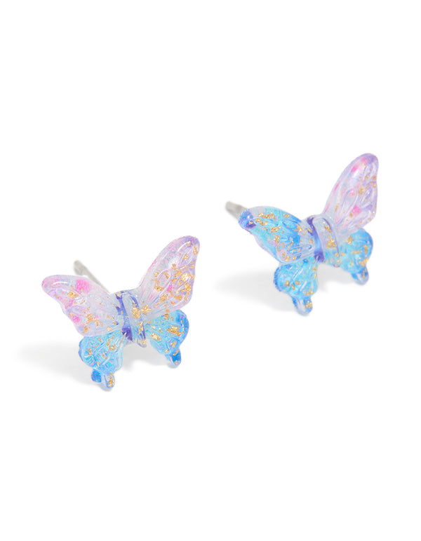 Purple Ombre Butterfly Stud Earrings