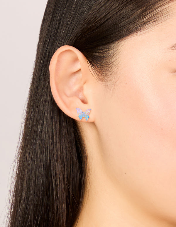 Purple Ombre Butterfly Stud Earrings